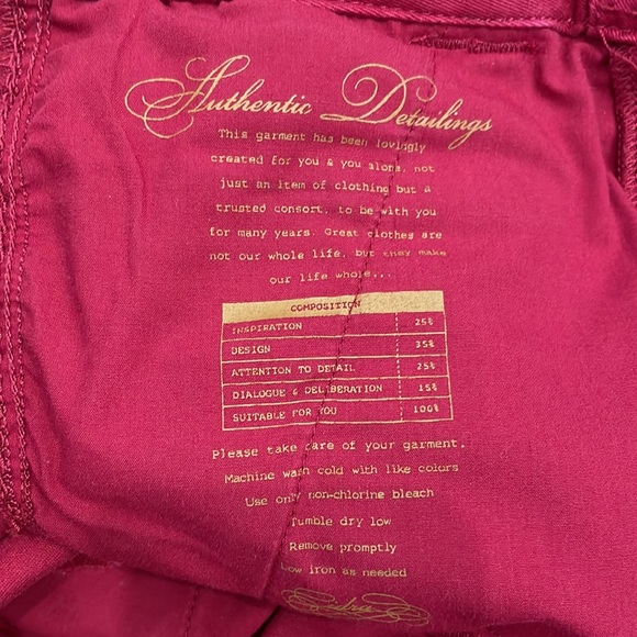 Cidra Low Rise Red Chino Pants with Stunning Stitching Details. Women’s Size 4T - Picture 6 of 9